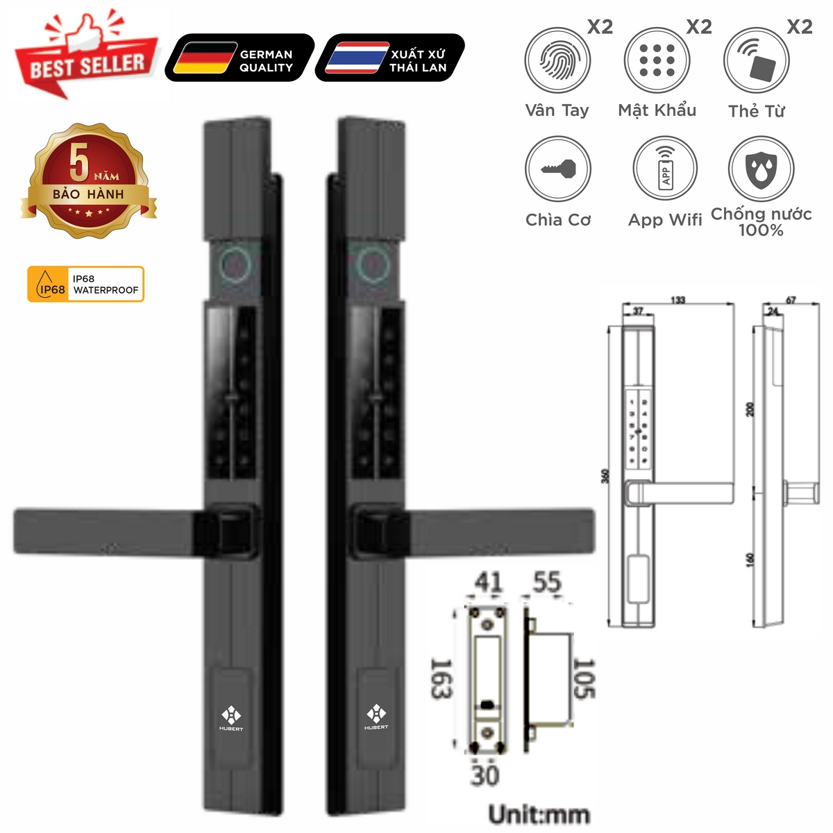 Khoá điện tử EU – Mã SP: HB CNI5 EU – BH 5 năm