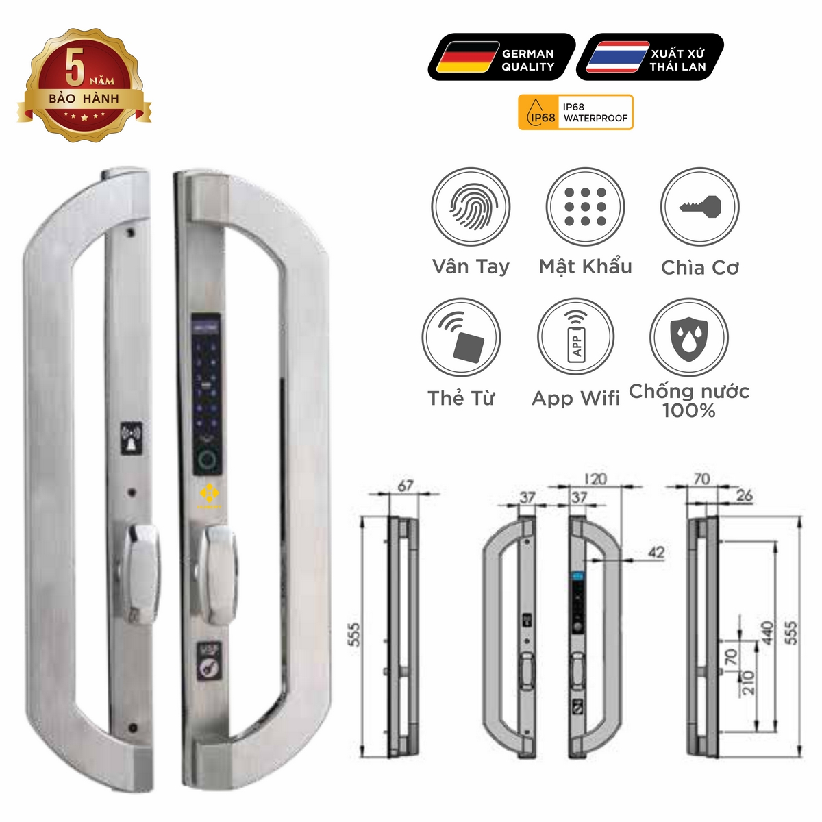 Khoá điện tử EU – Mã SP: HB CNI8 EU SILVER – BH 5 năm