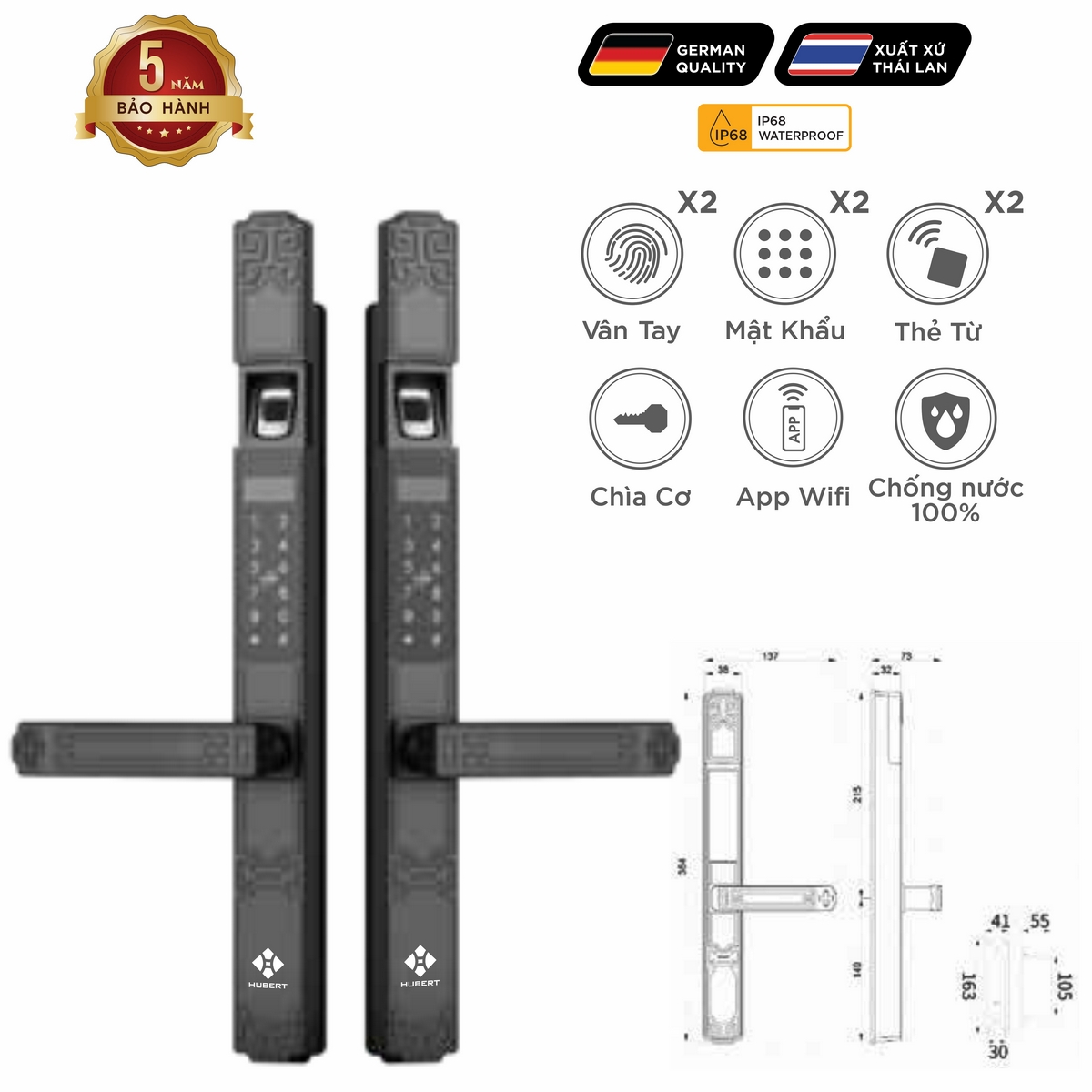 Khoá điện tử EU – Mã SP: HB CNI9 EU – BH 5 năm
