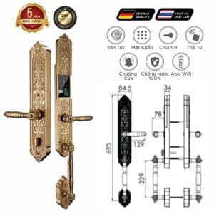 Khoá điện tử EU – Mã SP: HB DSI8 EU GOLD 24K – BH 5 năm