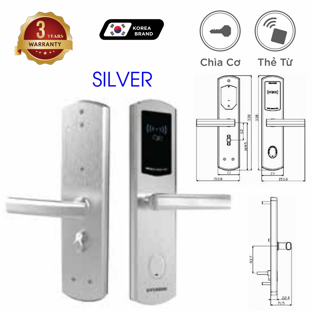 Khoá điện tử Hotel – Hyundai – Mã SP: HY-HL04 – BH 3 năm