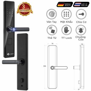 Khoá điện tử Luxury – Mã SP: HB CG59 ROUGH BLACK – BH 3 năm