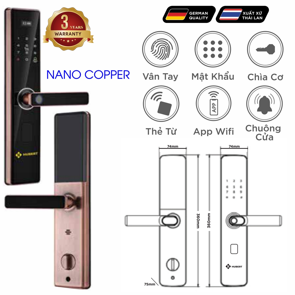Khoá điện tử Luxury – Mã SP: HB CG62 – BH 3 năm - Ảnh 2