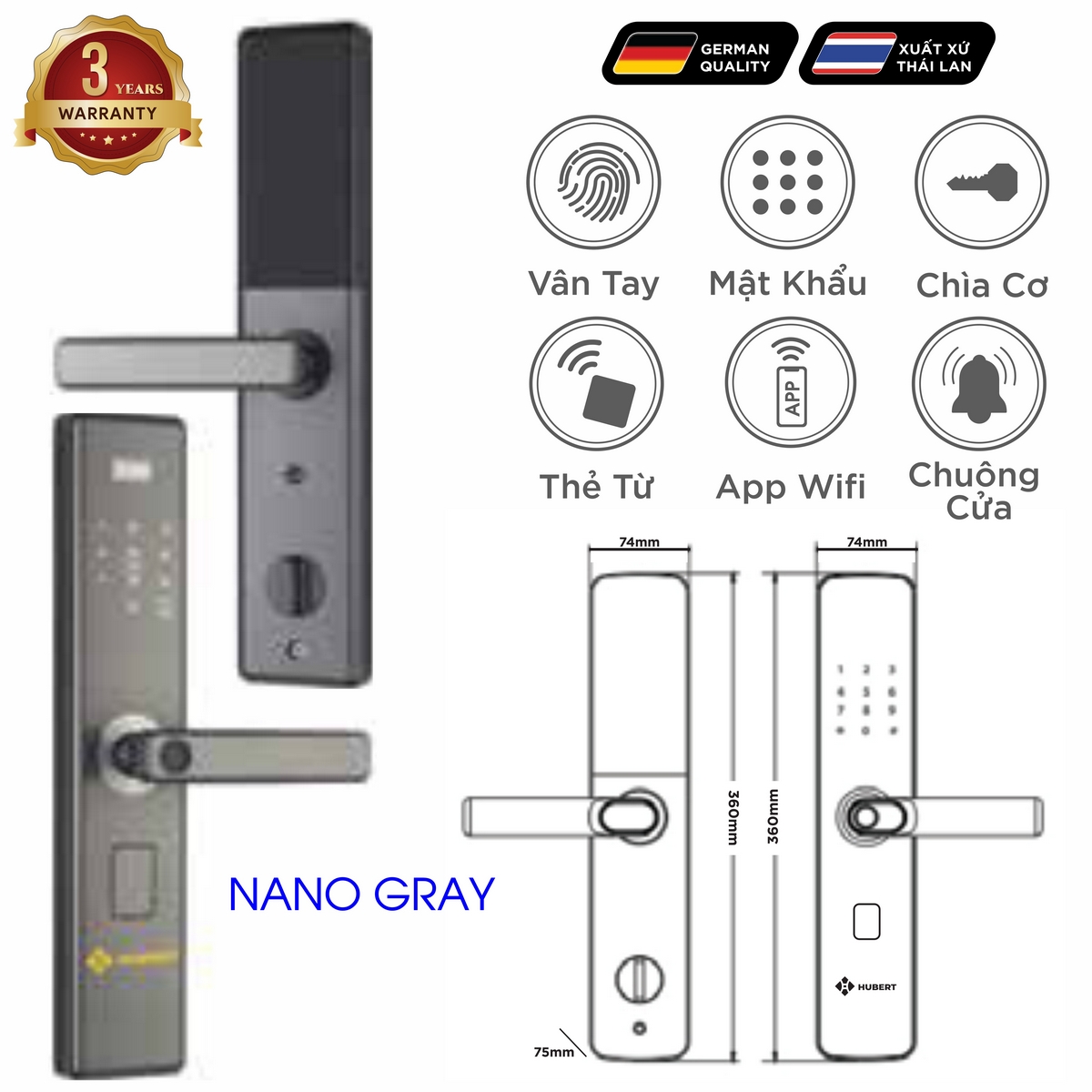 Khoá điện tử Luxury – Mã SP: HB CG62 – BH 3 năm