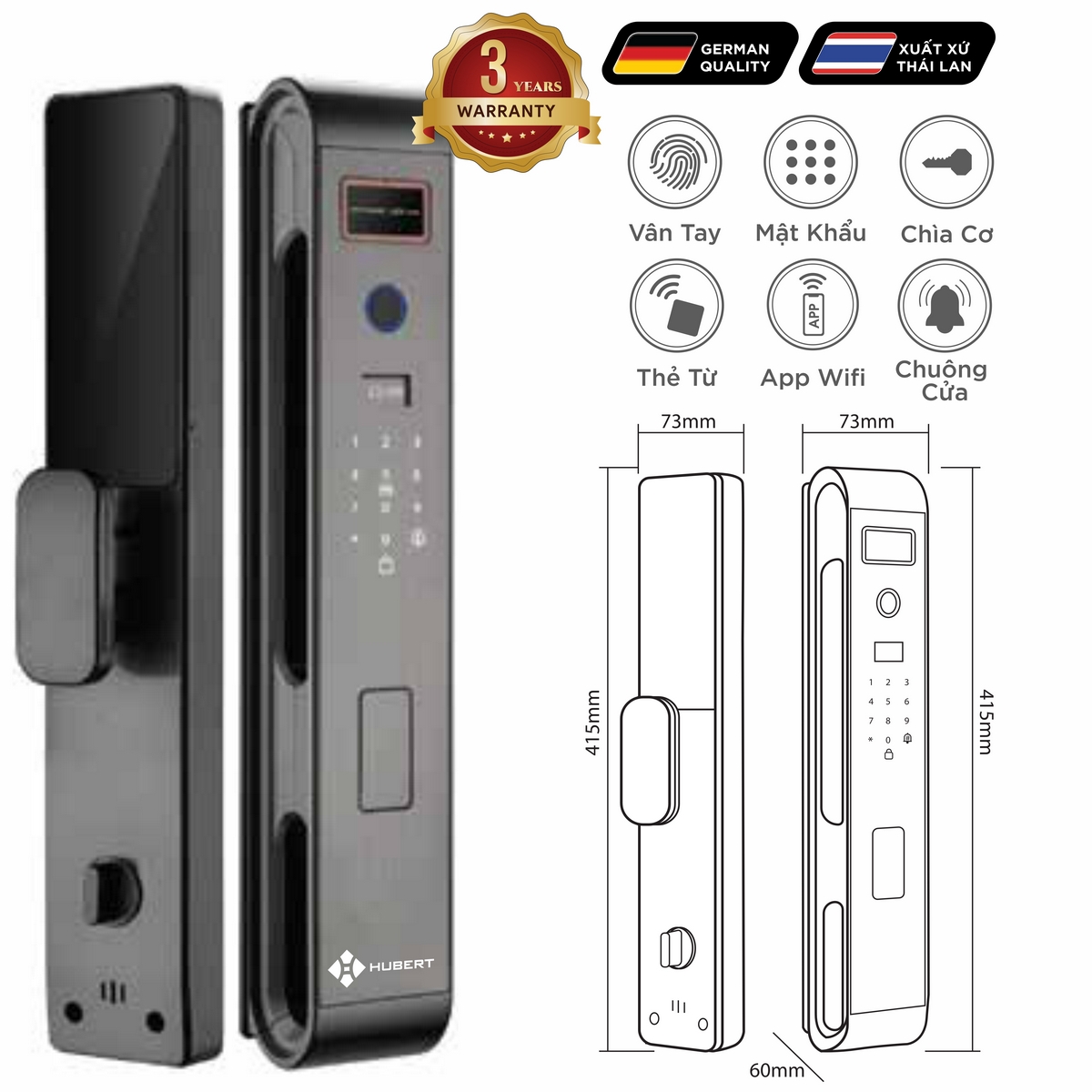 Khoá điện tử Luxury – Mã SP: HB CG65 – BH 3 năm