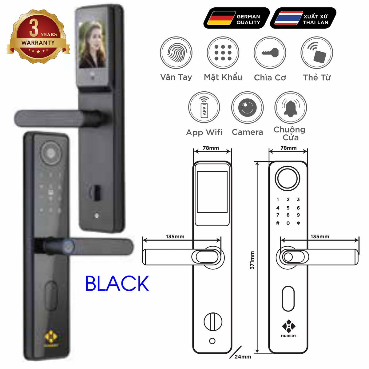 Khoá điện tử Luxury – Mã SP: HB CG66 – BH 3 năm - Ảnh 2