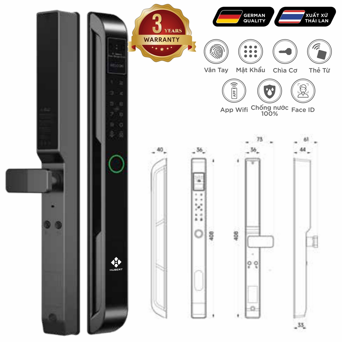Khoá điện tử Luxury – Mã SP: HB CG80F – BH 3 năm