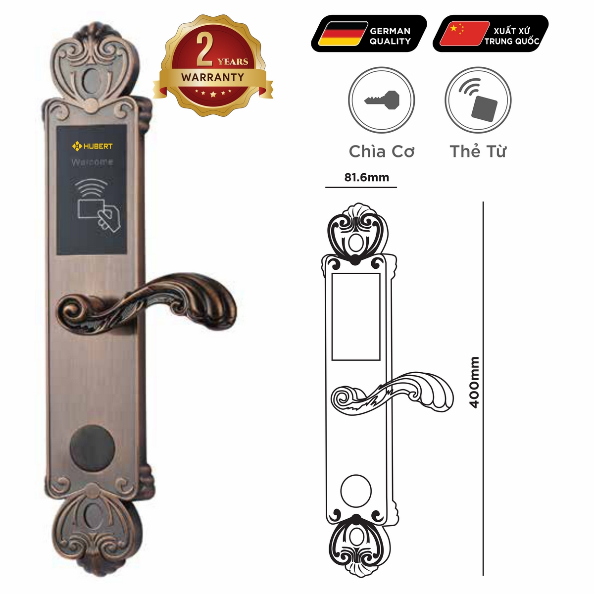 Khoá điện tử Classic – Mã SP: HB KSCG86 AMBER GOLD – BH 2 năm